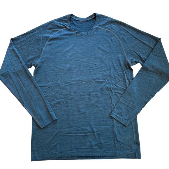 Lululemon T Shirt Mens Size Large Blue Metal Vent Tech Long Sleeve Performance - Picture 1 of 9